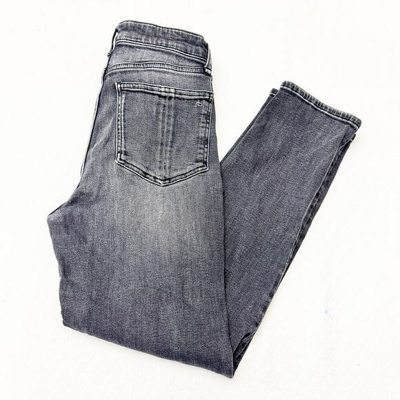 Rag & Bone Nina High-Rise Ankle Cigarette Gray Wash Charcoal Denim Jeans Size 26 - Picture 9 of 9
